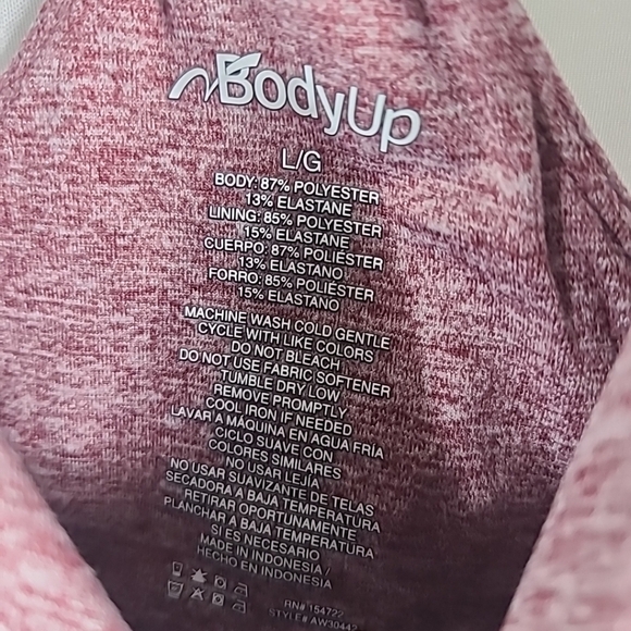 NWT Body Up Sport Bra With Twist Merlot Heather Sz L - Picture 2 of 7